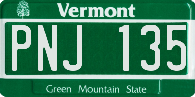 VT license plate PNJ135