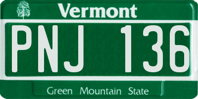 VT license plate PNJ136