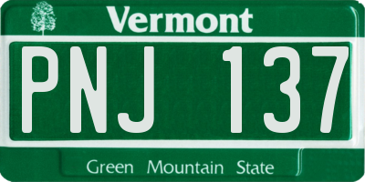VT license plate PNJ137