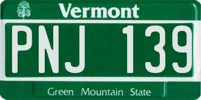 VT license plate PNJ139