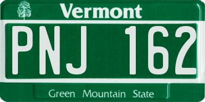 VT license plate PNJ162