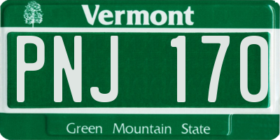 VT license plate PNJ170