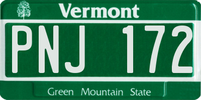 VT license plate PNJ172