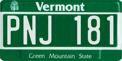 VT license plate PNJ181