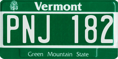 VT license plate PNJ182