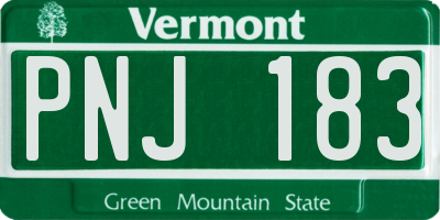 VT license plate PNJ183