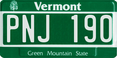 VT license plate PNJ190
