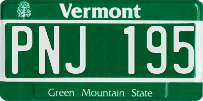 VT license plate PNJ195