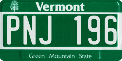 VT license plate PNJ196