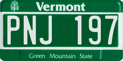 VT license plate PNJ197