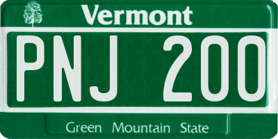 VT license plate PNJ200