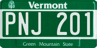 VT license plate PNJ201