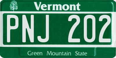 VT license plate PNJ202