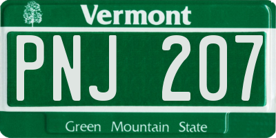 VT license plate PNJ207