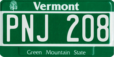 VT license plate PNJ208