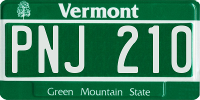 VT license plate PNJ210