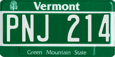 VT license plate PNJ214