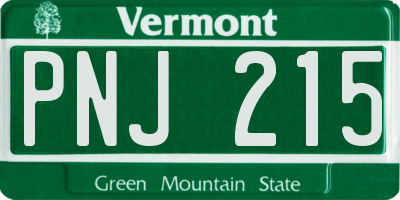 VT license plate PNJ215