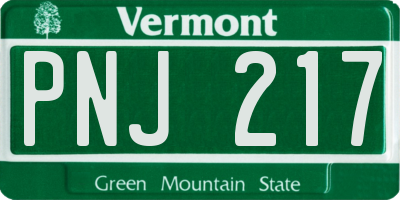 VT license plate PNJ217