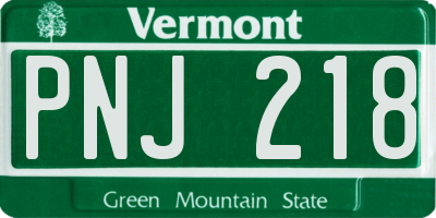 VT license plate PNJ218