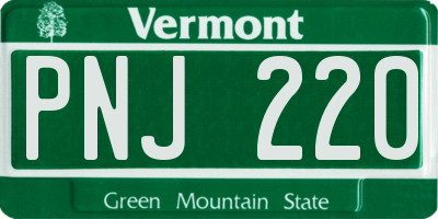 VT license plate PNJ220