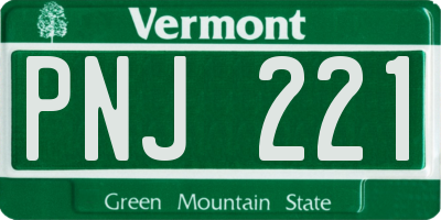 VT license plate PNJ221