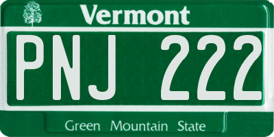 VT license plate PNJ222