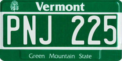 VT license plate PNJ225