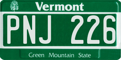 VT license plate PNJ226