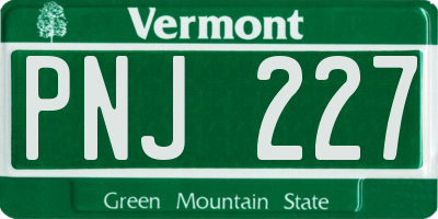 VT license plate PNJ227