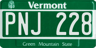 VT license plate PNJ228