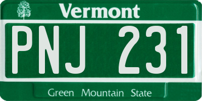 VT license plate PNJ231