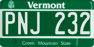 VT license plate PNJ232