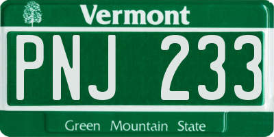 VT license plate PNJ233