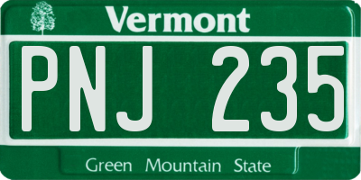 VT license plate PNJ235