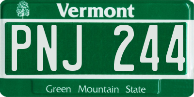 VT license plate PNJ244