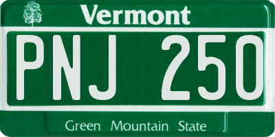 VT license plate PNJ250