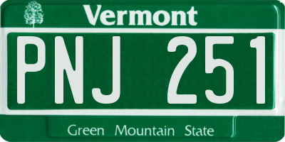 VT license plate PNJ251