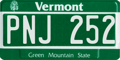 VT license plate PNJ252