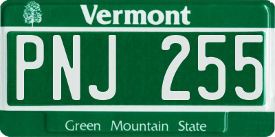 VT license plate PNJ255