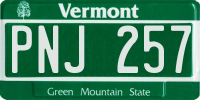 VT license plate PNJ257