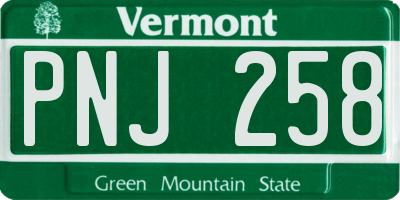 VT license plate PNJ258