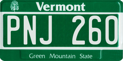 VT license plate PNJ260