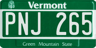 VT license plate PNJ265