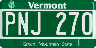 VT license plate PNJ270