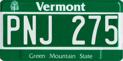 VT license plate PNJ275