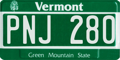 VT license plate PNJ280