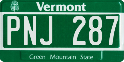 VT license plate PNJ287