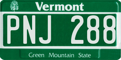 VT license plate PNJ288