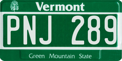 VT license plate PNJ289